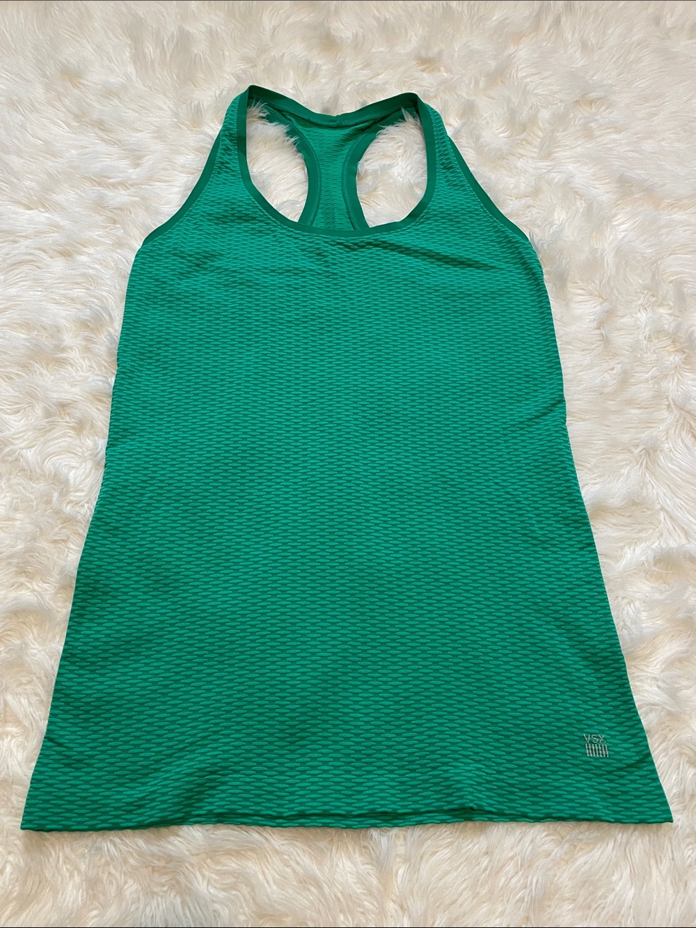Victoria's Secret VSX Sport Seamless Textured Racerback Tank Top Green Large
